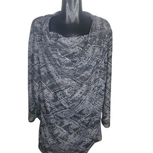 View by Walter Baker Black and Grey Cowl Neckline Tunic Size 2X